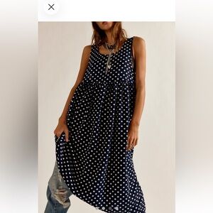 Free People Navy Polka Dot Sleeveless Dress